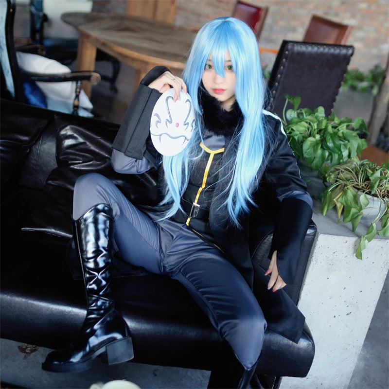 Rimuru Tempest Cosplay - Anime Costume from That Time I Got Reincarnated as a Slime, Including Halloween Uniform, Trench Wig, and Mask Set-