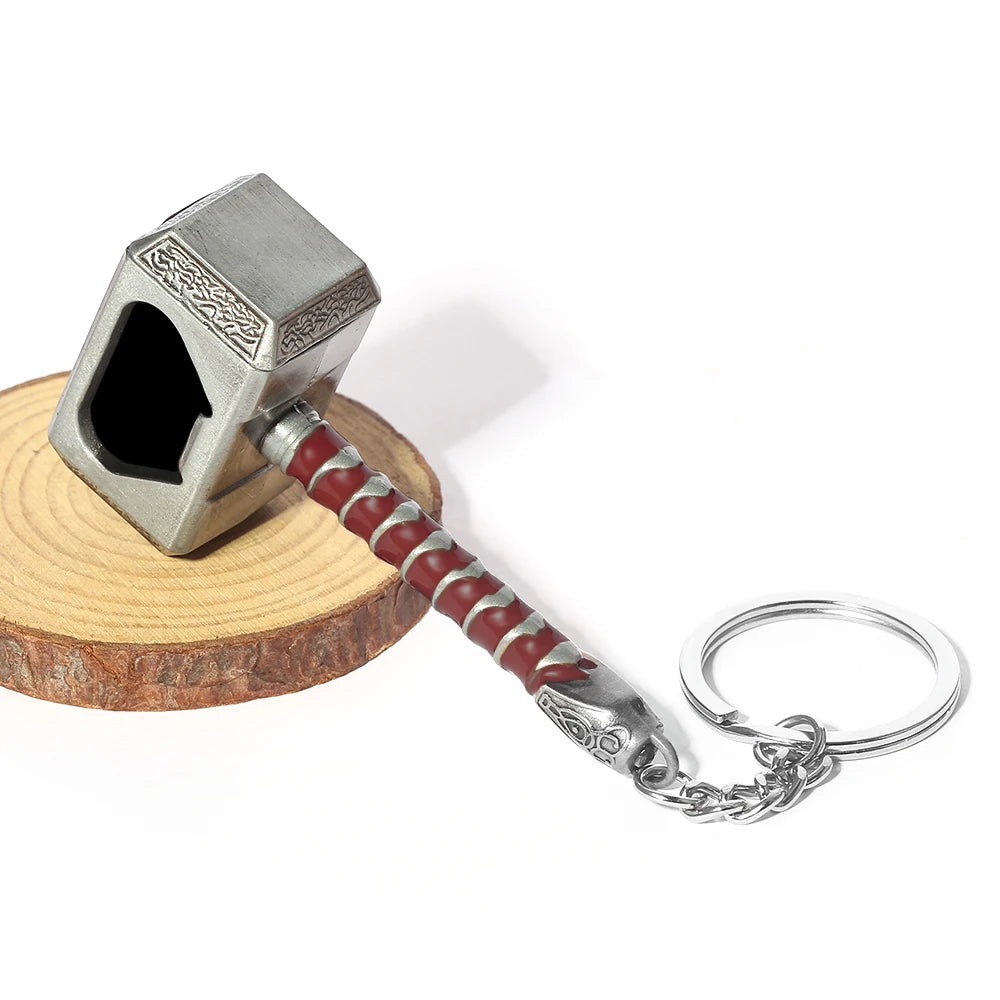 Thor’s Hammer Bottle Opener Keychain - Marvel Mjolnir Design - Portable Multifunctional Keyring-