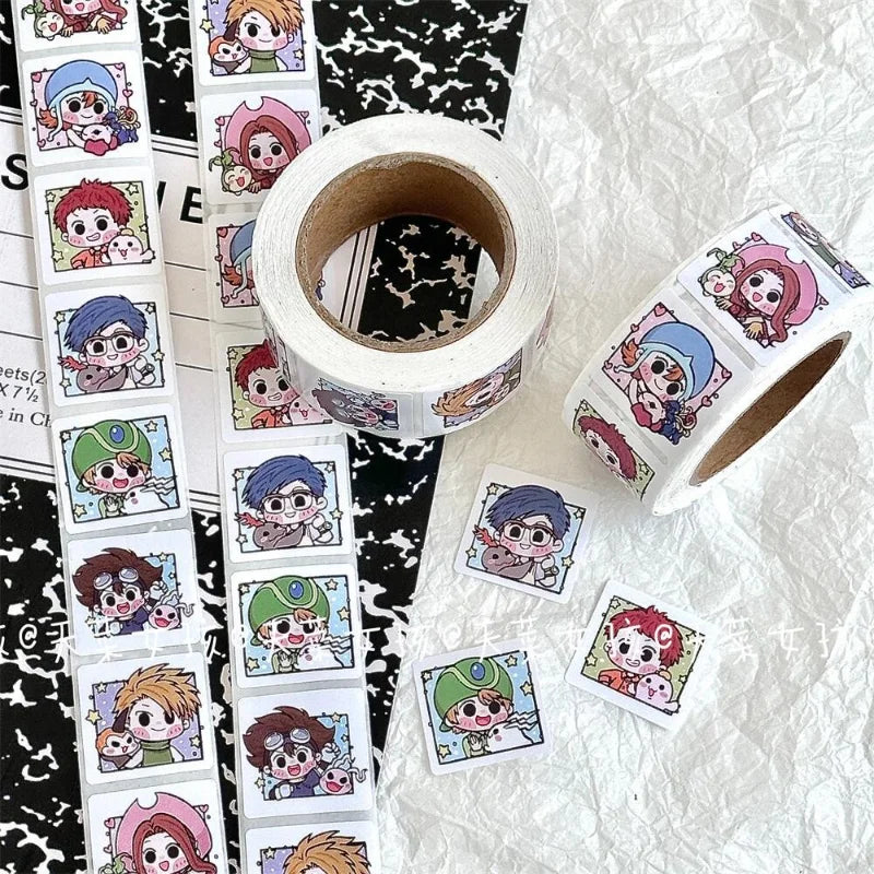 Digimon Adventure Roll Stickers - High-Value Cartoon Sealing Tape for DIY Fans & Gifts-1 volume 500 sticker-