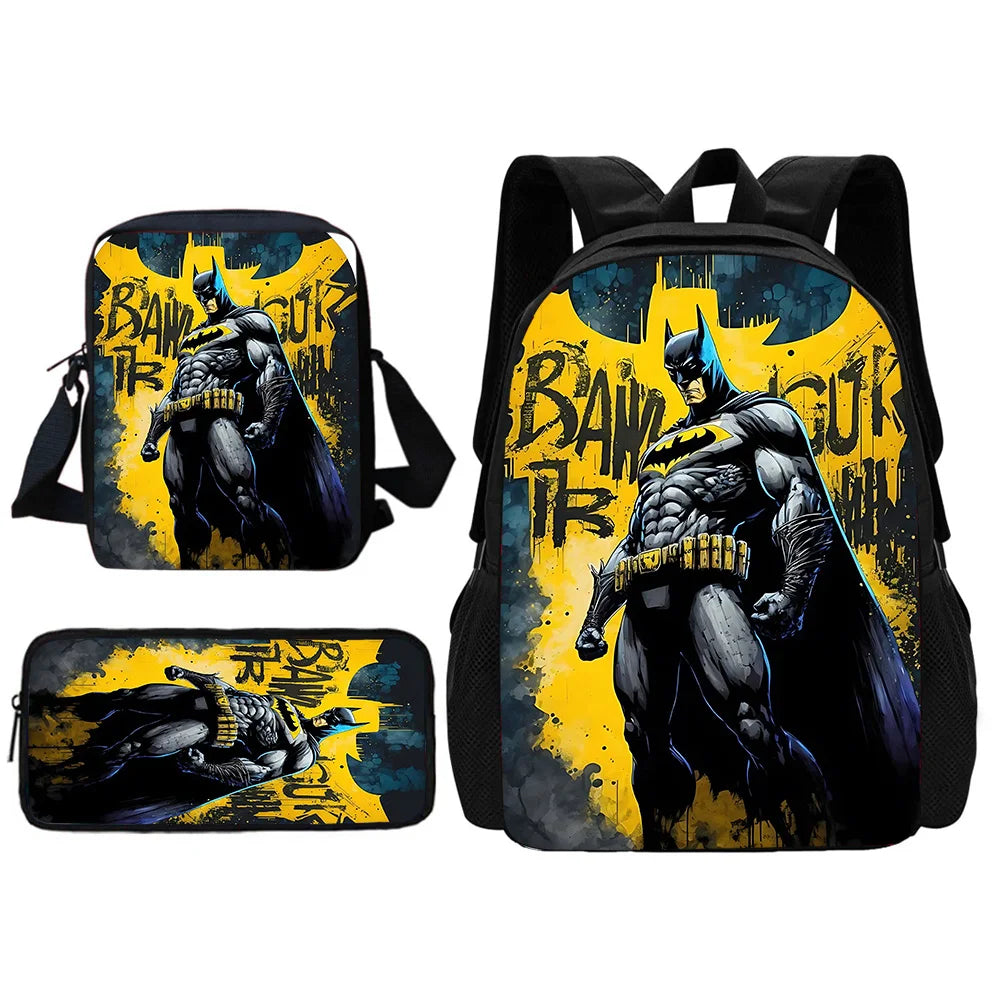 Super Hero B-BatmanS LOGO Child School Backpack With Shoulder Bag Pencil Bags School Bags for Boys Girls Best Gift-TZ-198HJJ9A3-