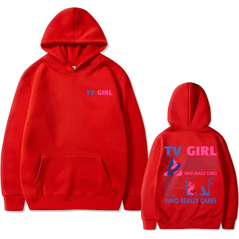 French Exit Hoodie - TV Girl Album Print - Oversized Gothic Sweatshirts for Men or Women-Red-XXL-