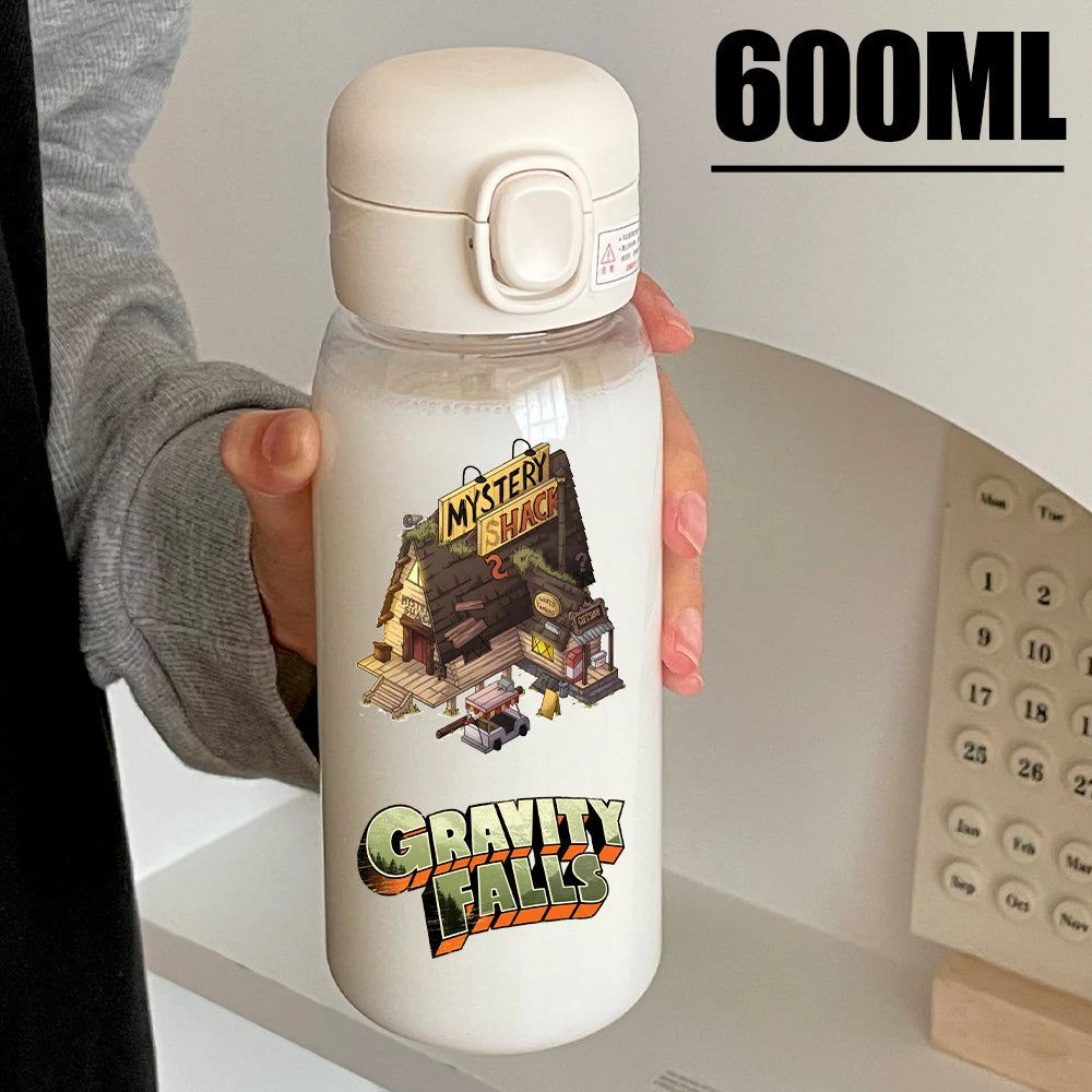 Disney Gravity Falls Water Bottle - 600ML Leak-Resistant Portable Drinking Cup - Transparent PC Design Featuring Dipper and Mabel-GDXZ-31-600ml-