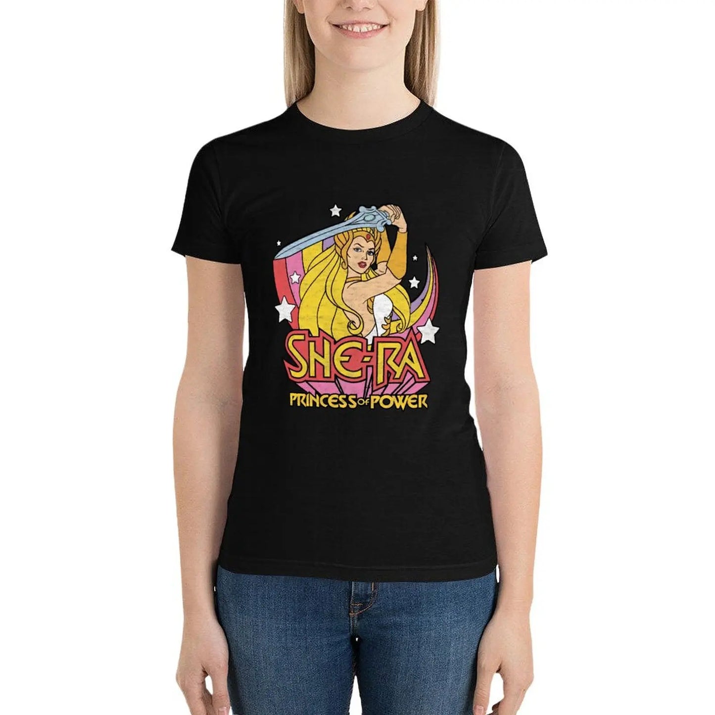 She-Ra Rainbow Sword Oversized T-Shirt: Princess of Power Graphic Blouse for Women - She Has The Power - Gift-