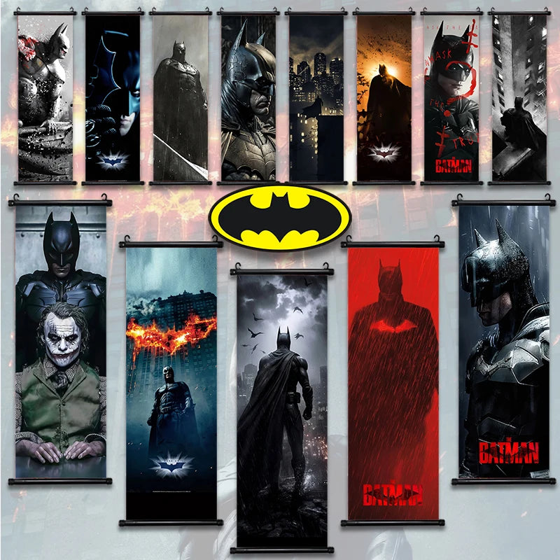 DC Batman Movie Poster Hanging Scroll Wallpaper Wall Artwork Canvas Painting Picture Print Room Home Decoration Art Decor Gift-