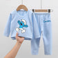 Anime Smurfs Kids Pajama Set - Long Sleeve Thicken Sleepwear Tops Pants, Cartoon Nightwear Retro Movie Gift-LJL 92-LJL 98-150-