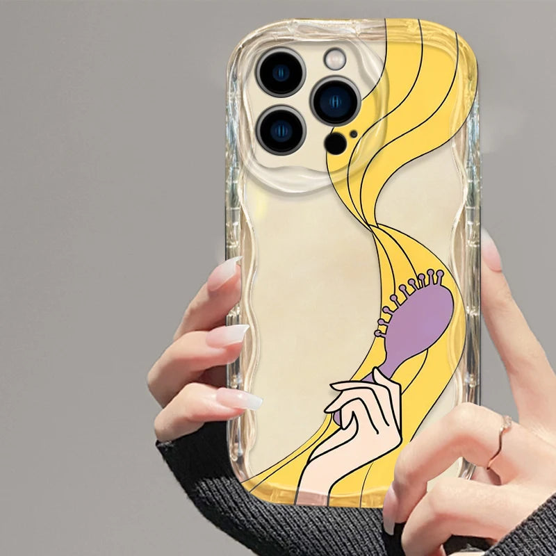 Disney Rapunzel Phone Case for iPhone 15 14 13 12 11 - Wave Oil Cover for Protection-