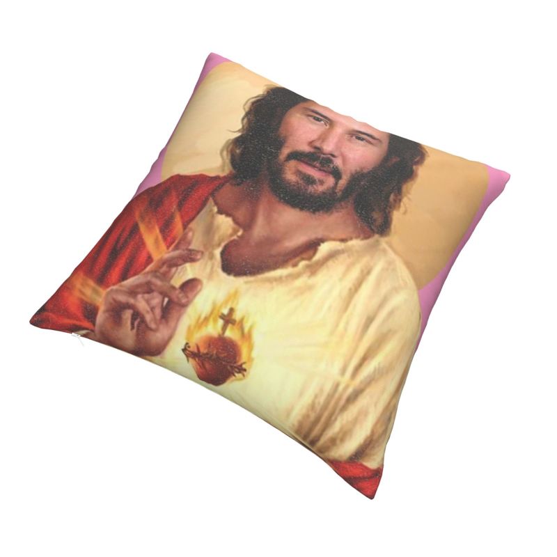 Saint Keanu Reeves Cushion Cover 3D Print Meme Jesus John Wick Throw Pillow Case for Sofa Custom Pillowcase Home Decor-