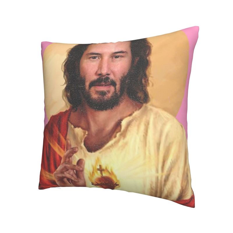 Saint Keanu Reeves Cushion Cover 3D Print Meme Jesus John Wick Throw Pillow Case for Sofa Custom Pillowcase Home Decor-