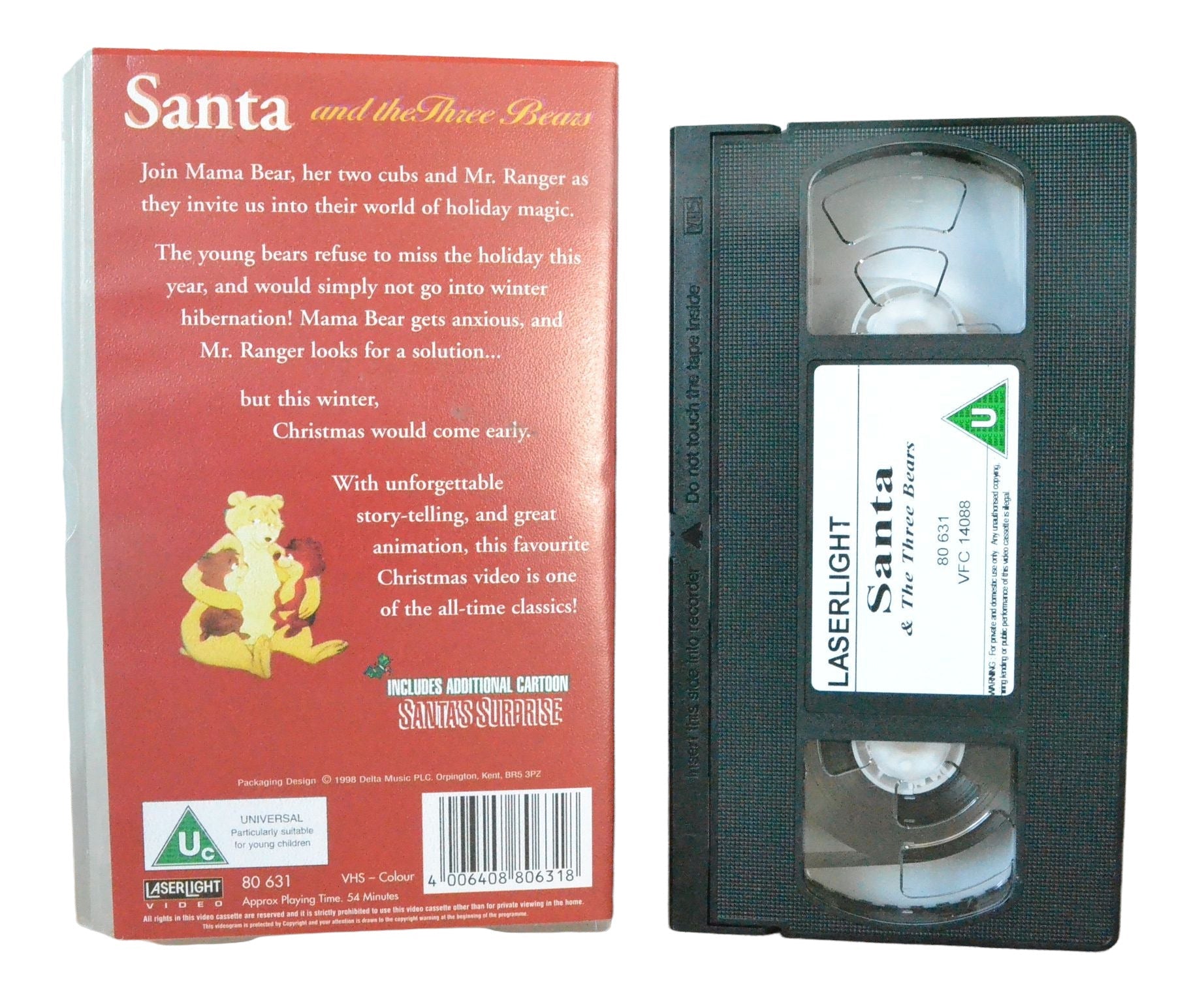 Santa & The Three Bears - LaserLight Video - Children's - Pal VHS-