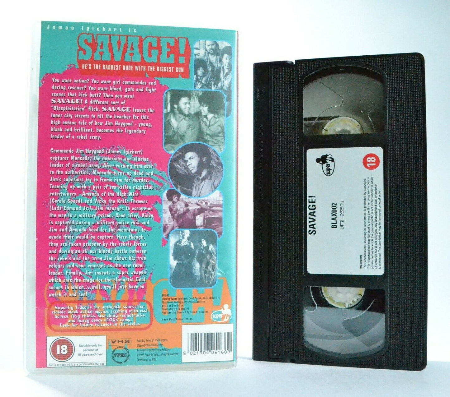 Savage: T.V. Drama Thriller (1973) Blaxploitation Film - USA/Philippines - VHS-