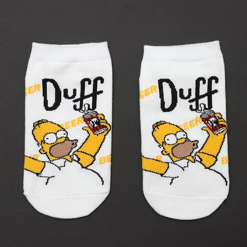 Novelty Simpsons Socks - Happy Cotton Style - Fun and Fashionable Gift for Women or Teens Retro Cartoon Lovers-13-one size-