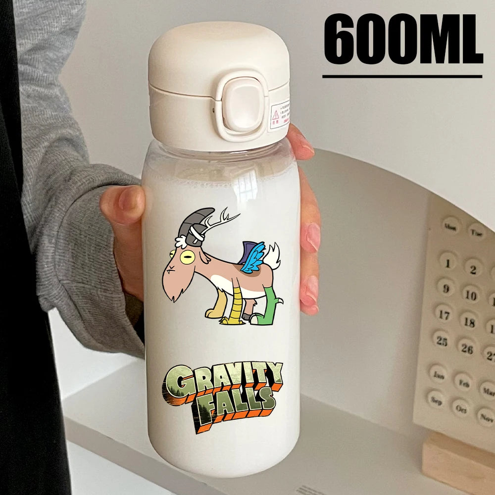 Disney Gravity Falls Water Bottle - 600ML Leak-Resistant Portable Drinking Cup - Transparent PC Design Featuring Dipper and Mabel-GDXZ-23-600ml-