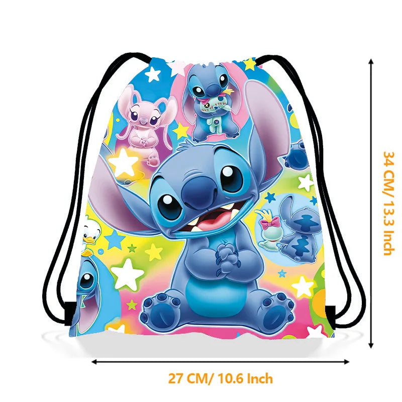 Anime Stitch Drawstring Bag - Kawaii Lilo & Stitch Kids Party Storage Shoulder Gift Pouch-1-