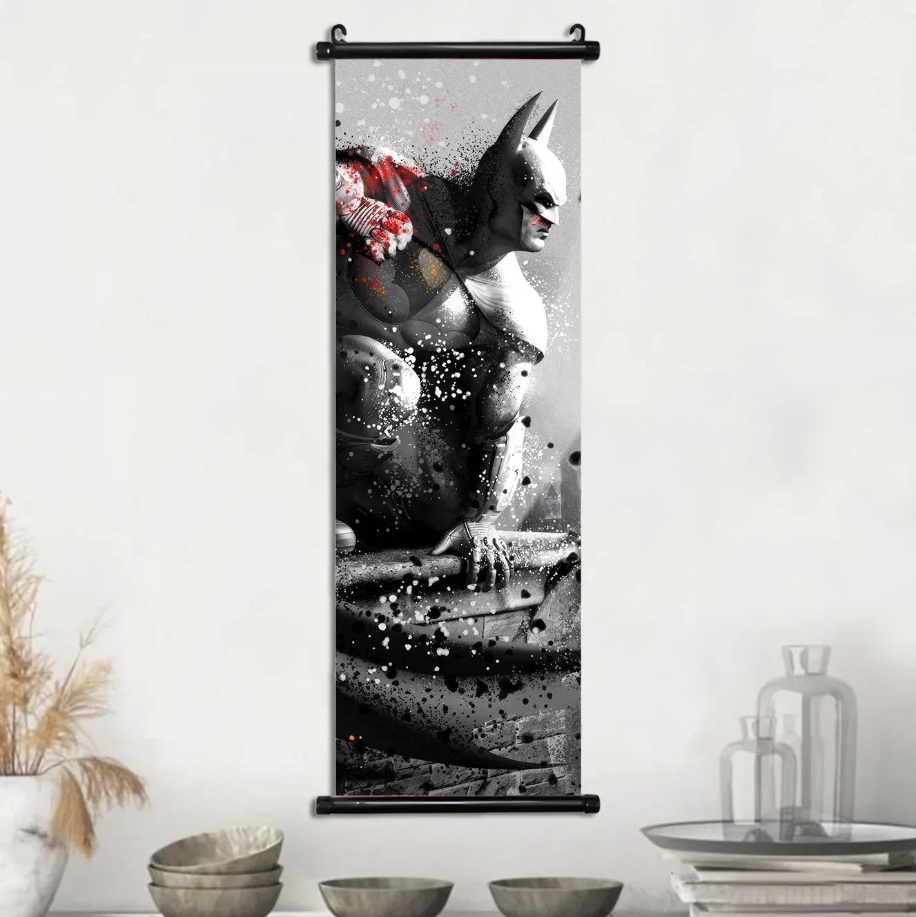 DC Batman Movie Poster Hanging Scroll Wallpaper Wall Artwork Canvas Painting Picture Print Room Home Decoration Art Decor Gift-1-5-1-25x75cm(10x30inch)-CHINA