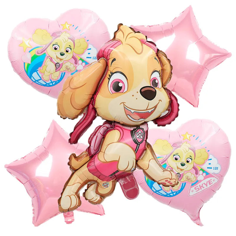 Paw Patrol Birthday Party Decorations Skye Pink - Paper Plates Cups Napkins Tableware Balloons - For Kids Baby Shower Party Supplies-5pcs balloons b-