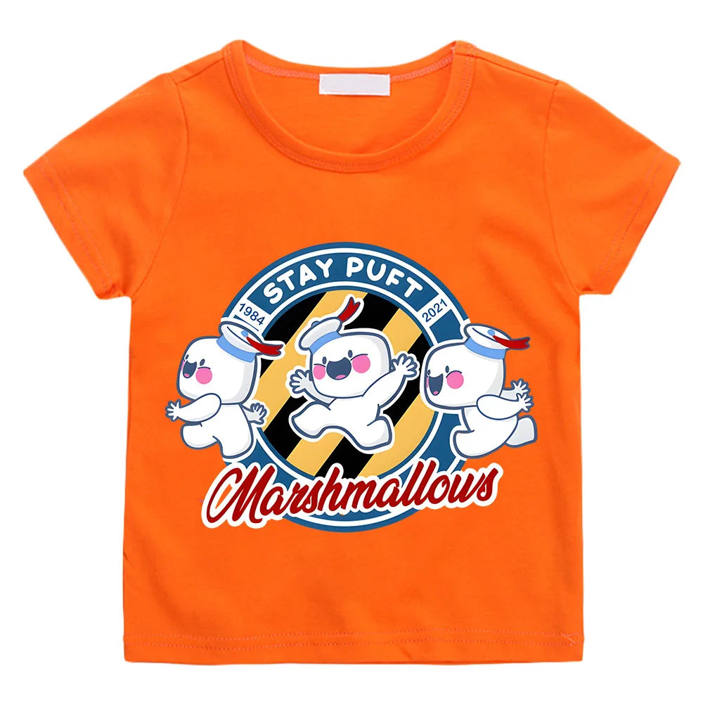 Ghostbusters Kids Cartoon T-Shirt - 100% Cotton Summer Tops for Boys and Girls-orange-11T-