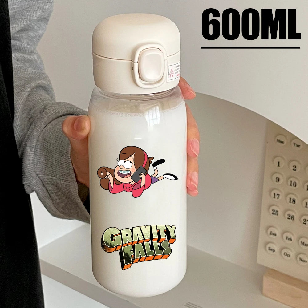 Disney Gravity Falls Water Bottle - 600ML Leak-Resistant Portable Drinking Cup - Transparent PC Design Featuring Dipper and Mabel-GDXZ-1-600ml-