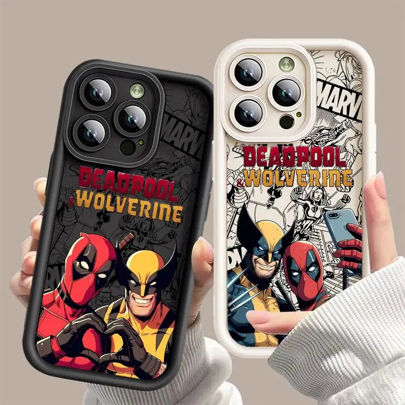 Marvel Deadpool Wolverine Case for iPhone 11 15 Pro Max 14 - Shockproof Protective Silicone Cover-