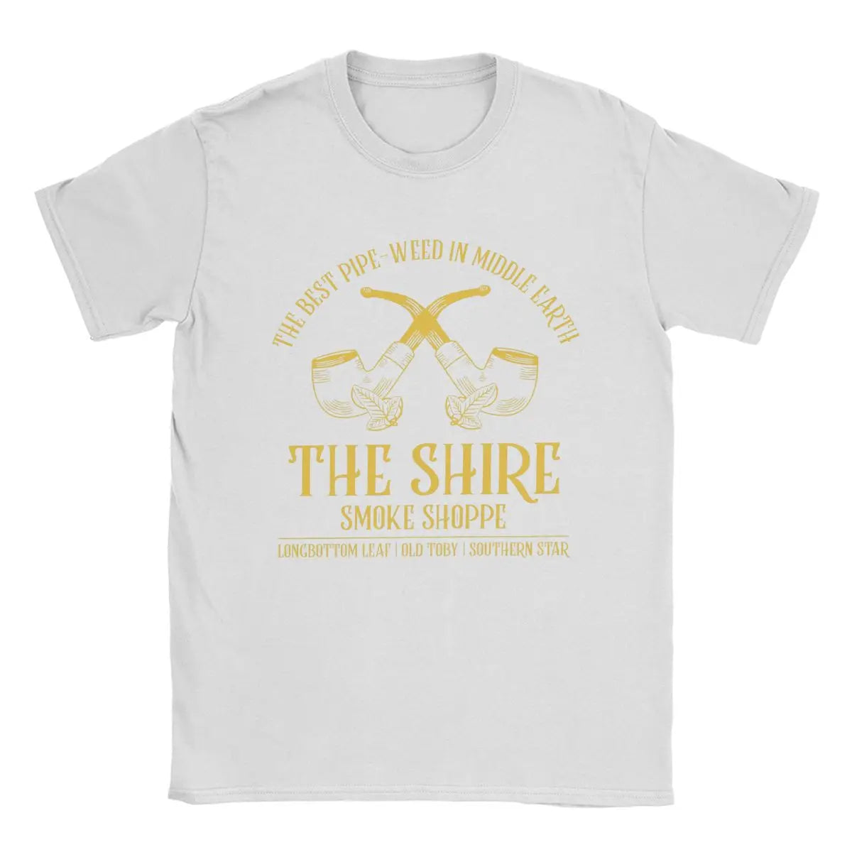 Men's T-Shirt - The Shire Smoke Shoppes - Lords of The Rings Tee - Cotton Short Sleeve Crewneck Plus Sizes-WHITE-6XL-