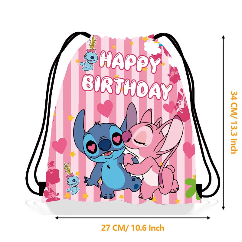 Anime Stitch Drawstring Bag - Kawaii Lilo & Stitch Kids Party Storage Shoulder Gift Pouch-5-