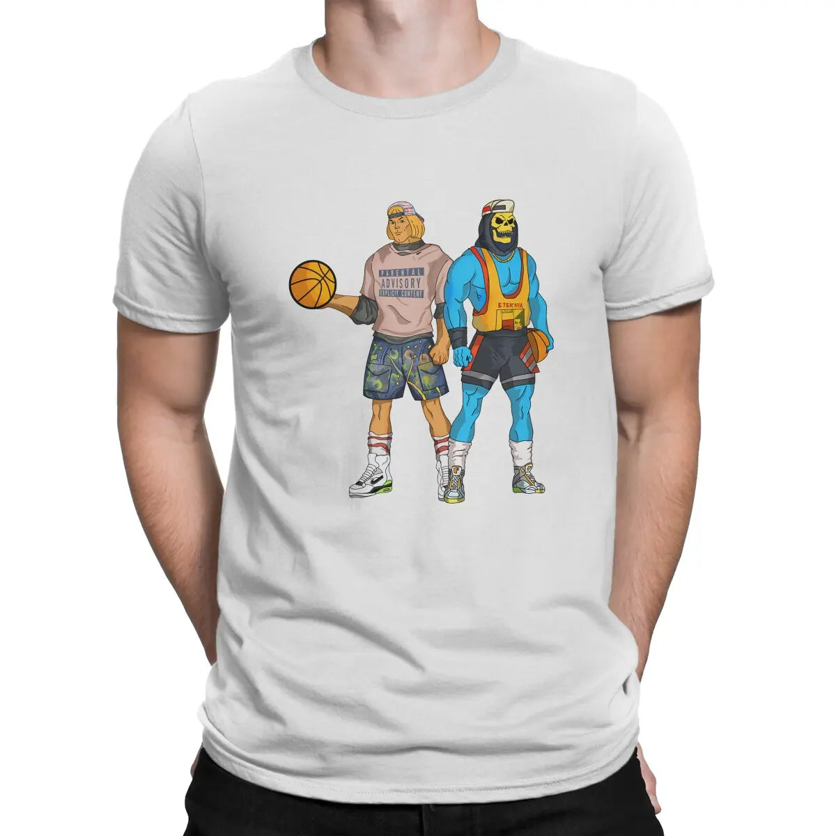 Real He-Man Can’t Jump T-Shirt: Punk Streetwear O-Neck Polyester Top - Retro 90's Movie Crossover - Gift For Dad-White-XXL-