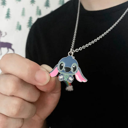 Lilo & Stitch Metal Necklace - Cartoon Anime Character Pendant Kids Retro Hip-Hop Jewelry Gift-B-