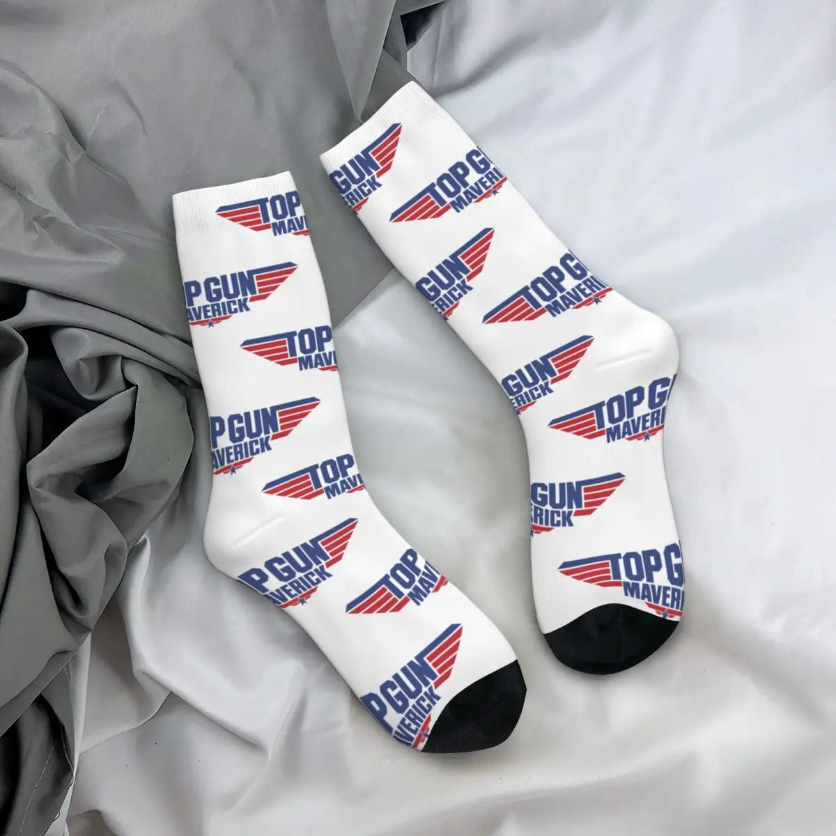 Harajuku Top Gun Maverick Basketball Socks - 80s Movies Polyester Long - Women & Men Casual Design-as the picture shown-One Size-