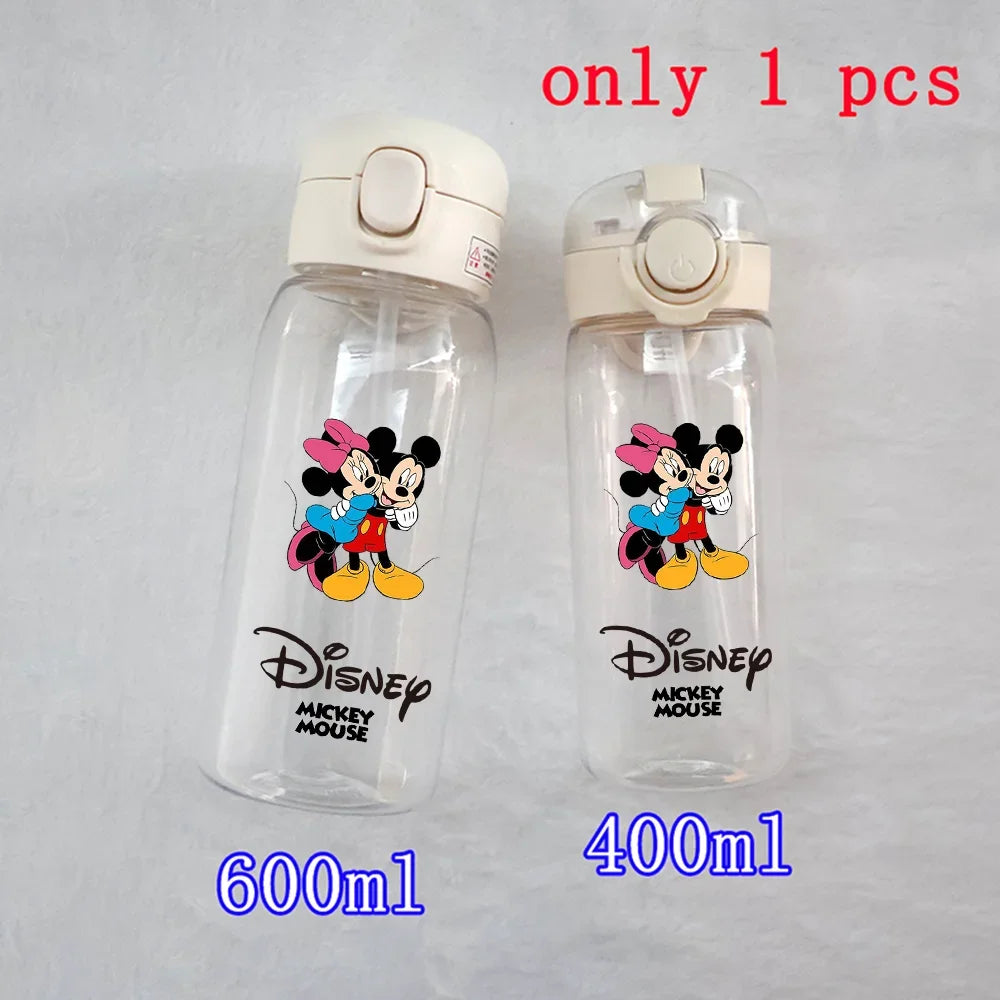 Disney Mickey Mouse Straw Bottle - 400/600ML Transparent Plastic - Portable Kids Drinking Water Cup with Donald Duck-TMSB-51-400ML-