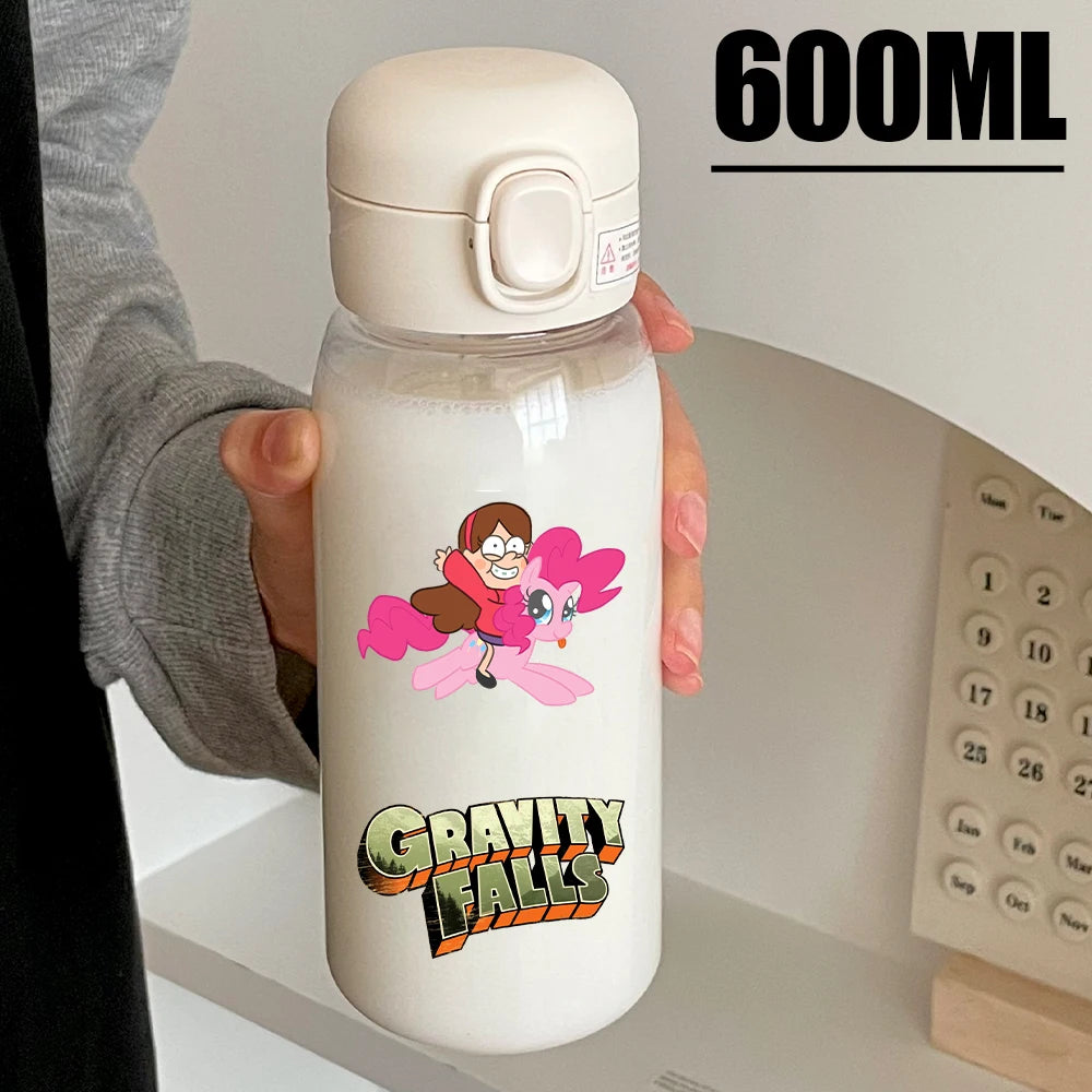 Disney Gravity Falls Water Bottle - 600ML Leak-Resistant Portable Drinking Cup - Transparent PC Design Featuring Dipper and Mabel-GDXZ-25-600ml-