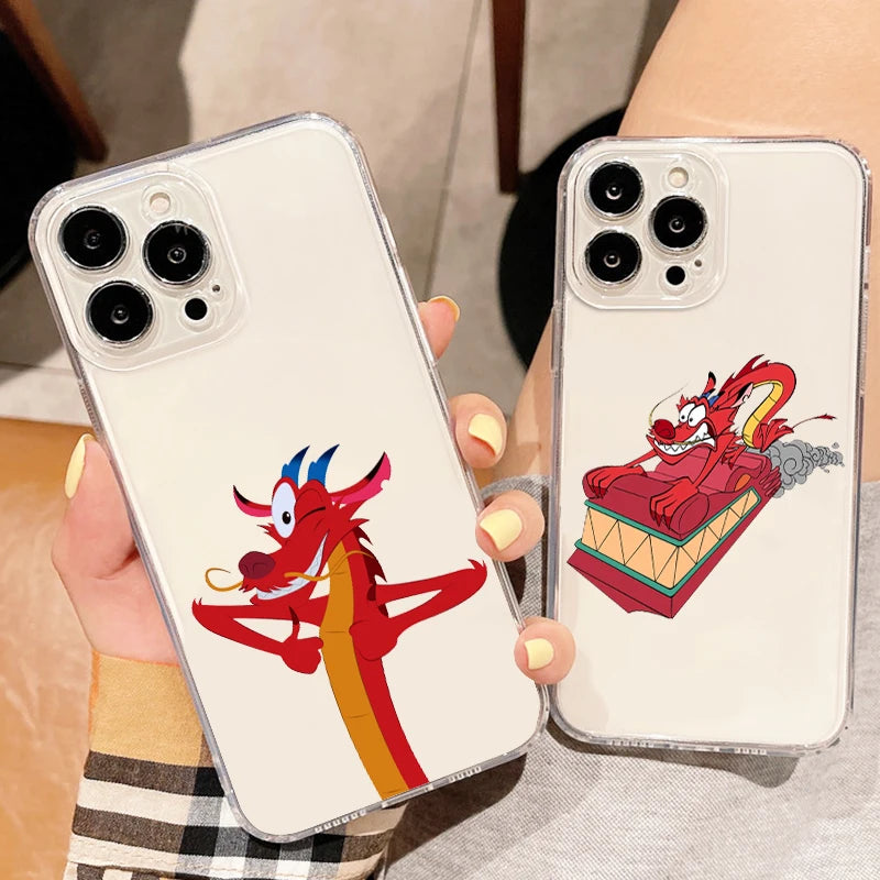 Disney Mulan Mushu Phone Case for iPhone 15 14 13 12 11 - Transparent Cover-