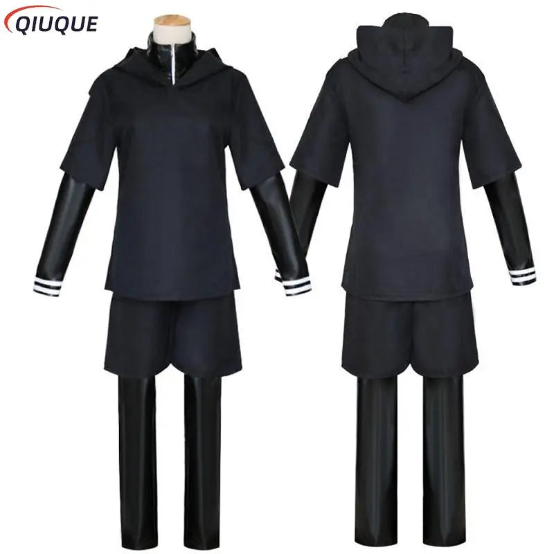 Japanese Anime Tokyo Ghoul Cosplay - Kaneki Ken Cosplay Costume with Hoodie, Jacket, Pants, Shorts, Full Set Outfits, Men's Uniforms, and Masks-4 pieces-S-