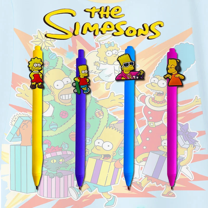 Simpsons Cartoon Neutral Pens - Creative Stationery Set - Ideal Gift for Students, Friends, or Coworkers-4PCS-set-