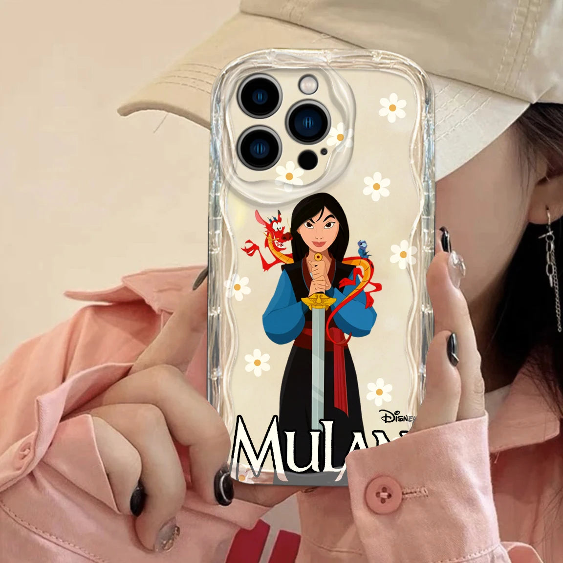 Mulan Cute Cartoon Disney Phone Case for iPhone 15 14 13 12 11 - Soft Transparent Wave Oil Cover-