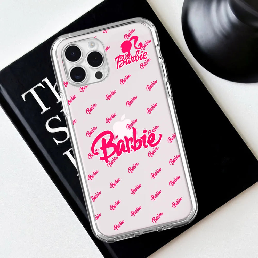 Fashion B-Barbie Logo Phone Case for iPhone 16 15 14 13 12 11 Pro Max - Transparent, Stylish & Durable Back Cover-IPHONE12PROMAX-z2-