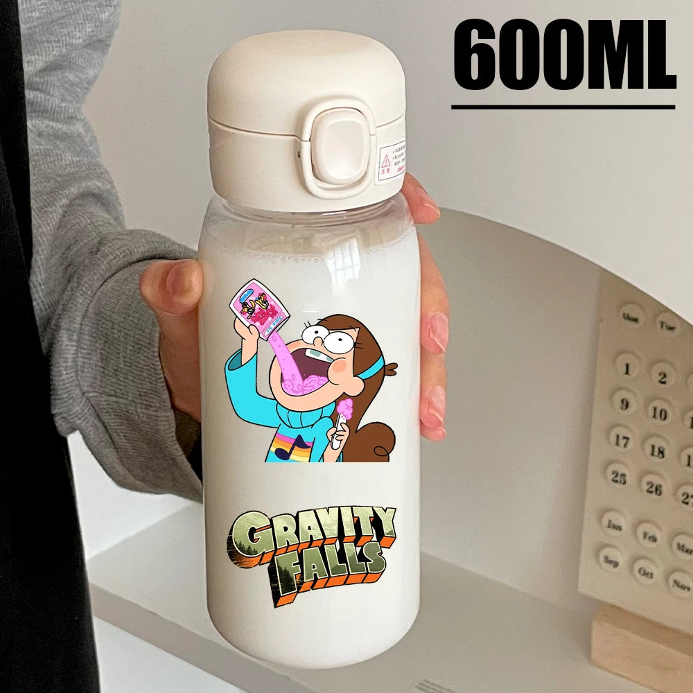 Disney Gravity Falls Water Bottle - 600ML Leak-Resistant Portable Drinking Cup - Transparent PC Design Featuring Dipper and Mabel-GDXZ-7-600ml-