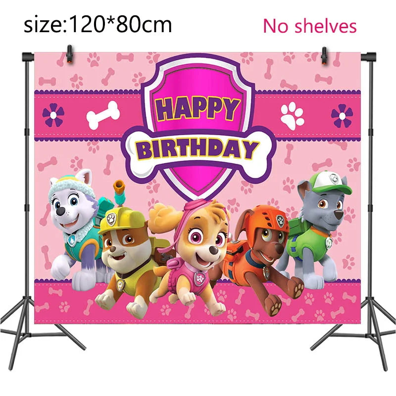 Paw Patrol Birthday Party Decorations Skye Pink - Paper Plates Cups Napkins Tableware Balloons - For Kids Baby Shower Party Supplies-backdrop 1-