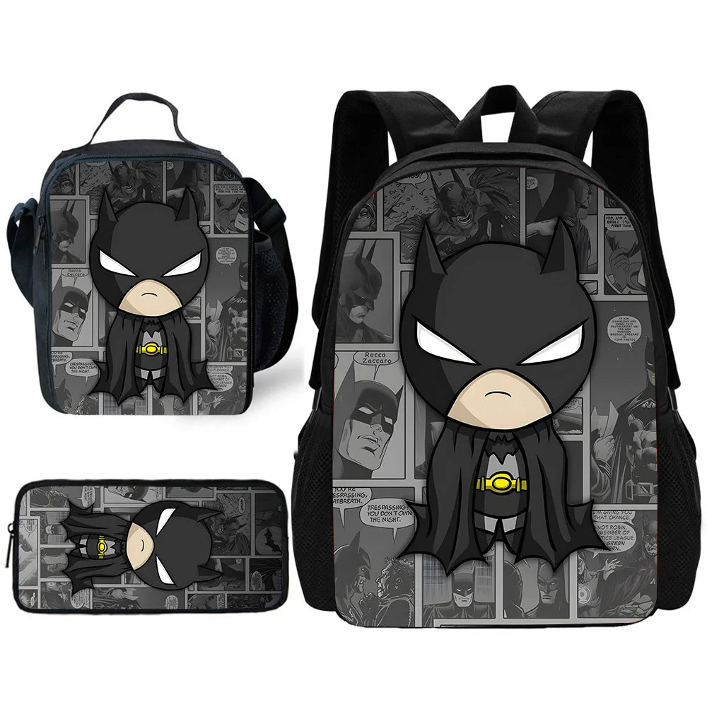 Child Superhero Batmans School Backpack with Lunch Bags ,Pencil Bags ,School Bags for Boys Girls Best Gift-TZ-212X22A7-