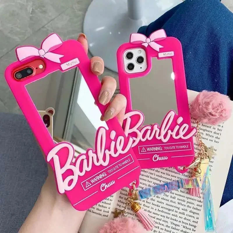 Luxury Barbie Dolls Mirror Protect Case for iPhone 15 14 13 12 11 Pro X XR XS Max - Cute, Soft Silicone Shockproof Cover-