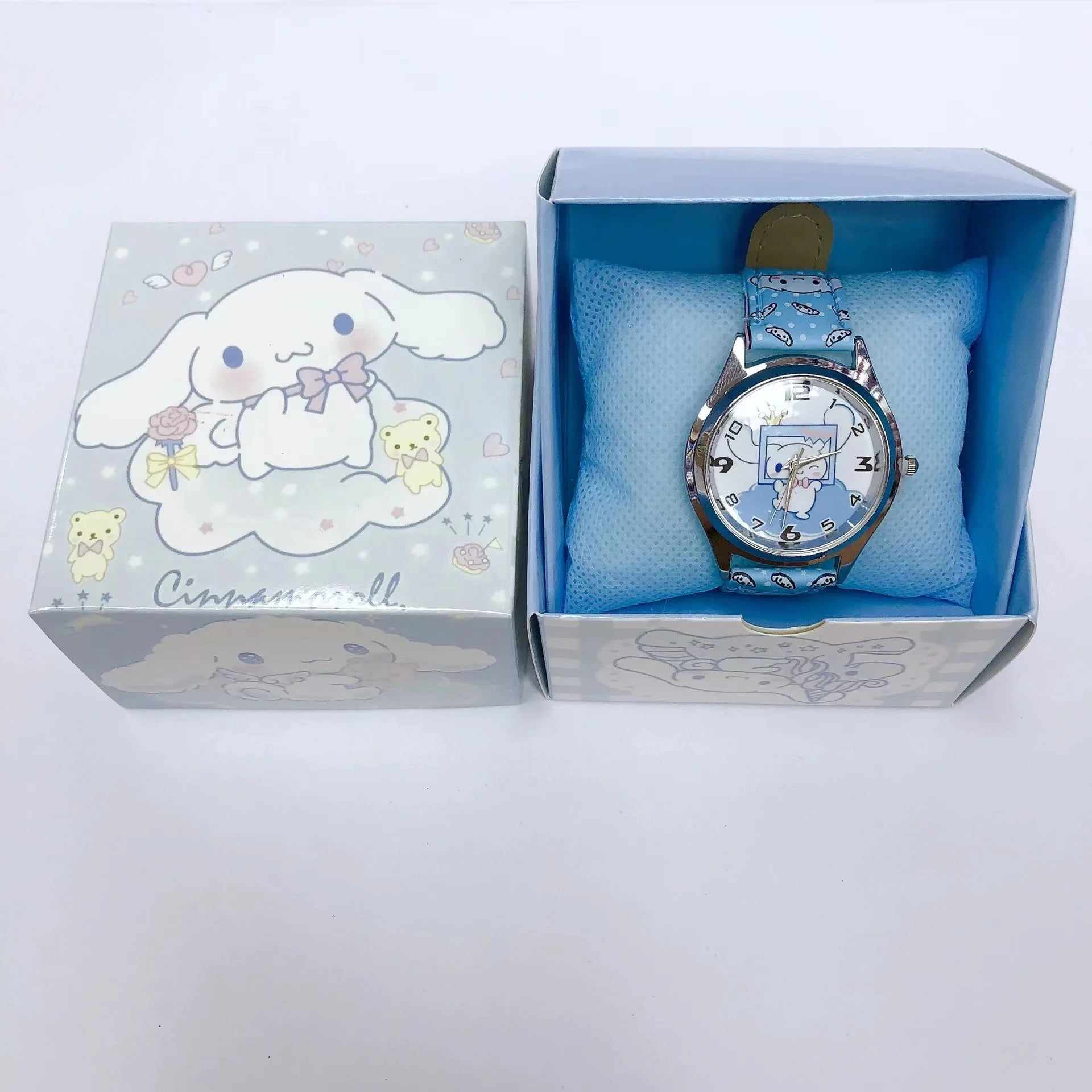 Anime Sanrio PU leather electronic watch kulomi big-eared dog Melody children's watch gift with gift box-Cinnamoroll-