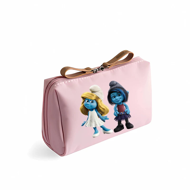 Smurfs Women's Cosmetic Makeup Bag - Cute Cartoon Print Portable Coin Purse, Teen Student Retro Office Gift-LJL 114-