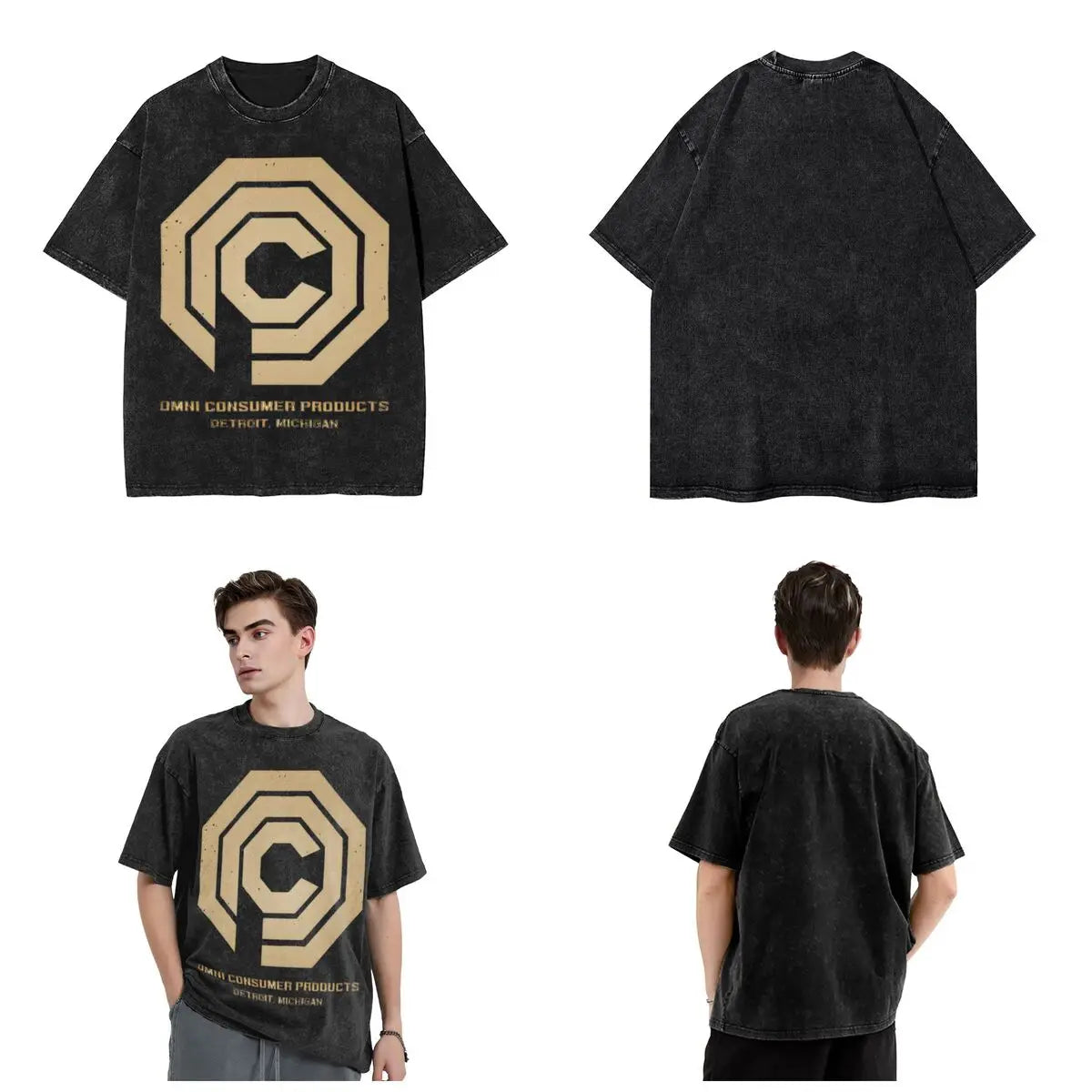 OCP RoboCop Gold T-Shirt - Hip Hop Vintage 100% Cotton Streetwear Summer Tops for Men and Women-