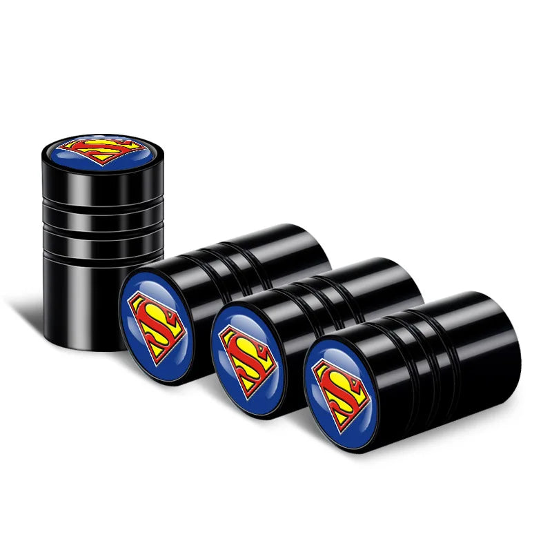 4Pcs DC Comics Batman Car Tire Valve Stems Cap Knurling Style Aluminum Tire Waterproof Valve Cap car Universal accessories gifts-