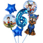 Paw Patrol Birthday Decorations Happy Birthday Backdrop Banner Plates Cups - Paper Tableware Set Balloons - Kids Boy Party Supplies-Number Balloon 6-