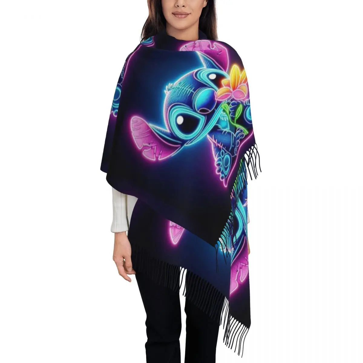 Custom Stitch Scarf Wrap - Long Winter Tassel Shawl - Perfect Gift for Disney Fans-21-72x197cm-