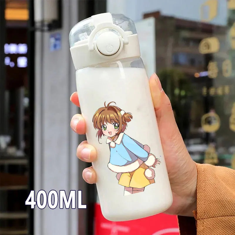 Cardcaptor Sakura Straw Water Bottle - 400ML/600ML Transparent Plastic Anti-Drop Cup for Students and Kids-4-16-