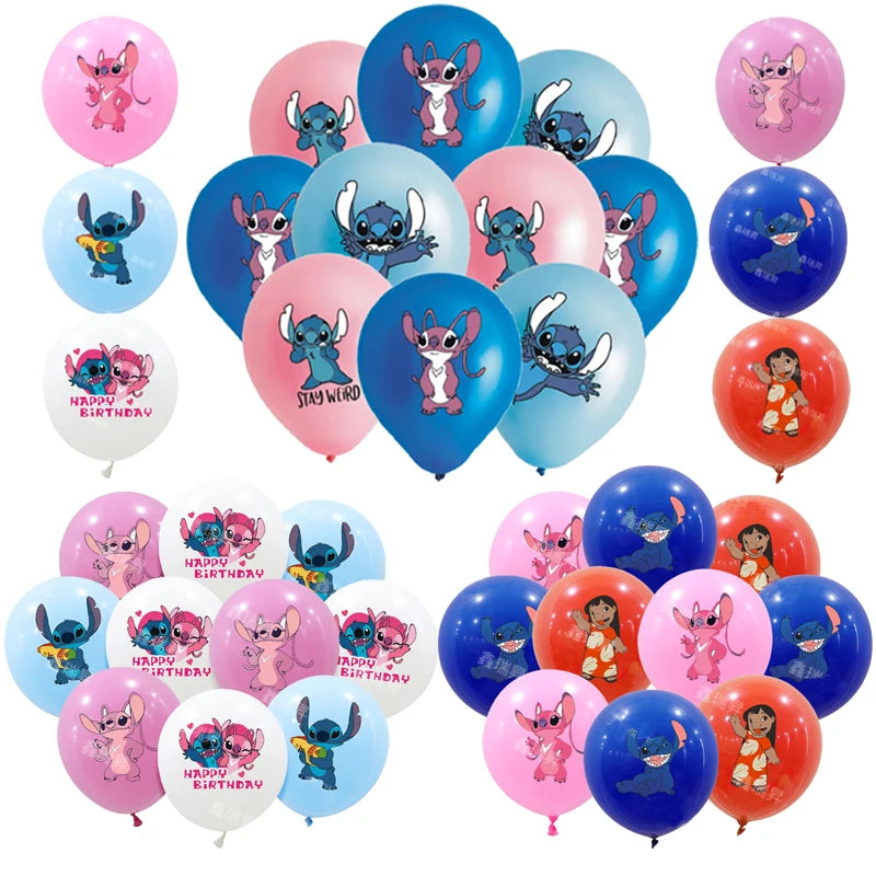 10pcs Stitch Party Balloons Set - Birthday Baby Shower Kids Cartoon Decorations Toy-