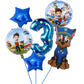 Paw Patrol Birthday Decorations Happy Birthday Backdrop Banner Plates Cups - Paper Tableware Set Balloons - Kids Boy Party Supplies-Number Balloon 3-