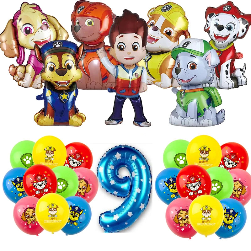 Paw Patrol Birthday Party Decorations Tableware Supplies Balloons Paper Party Plate Cup Napinks Gift Bag Baby Shower Kids Happy-number 9-