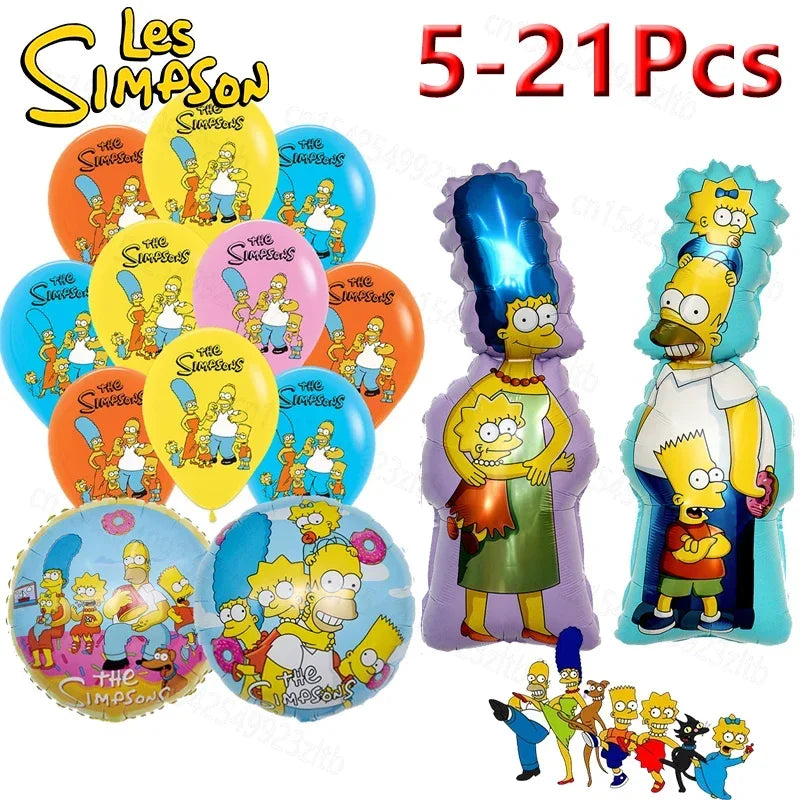 Simpsons Balloon Party Set - Fun Anime Decorations for Birthdays - Great for Family Gatherings or Kids’ Parties-