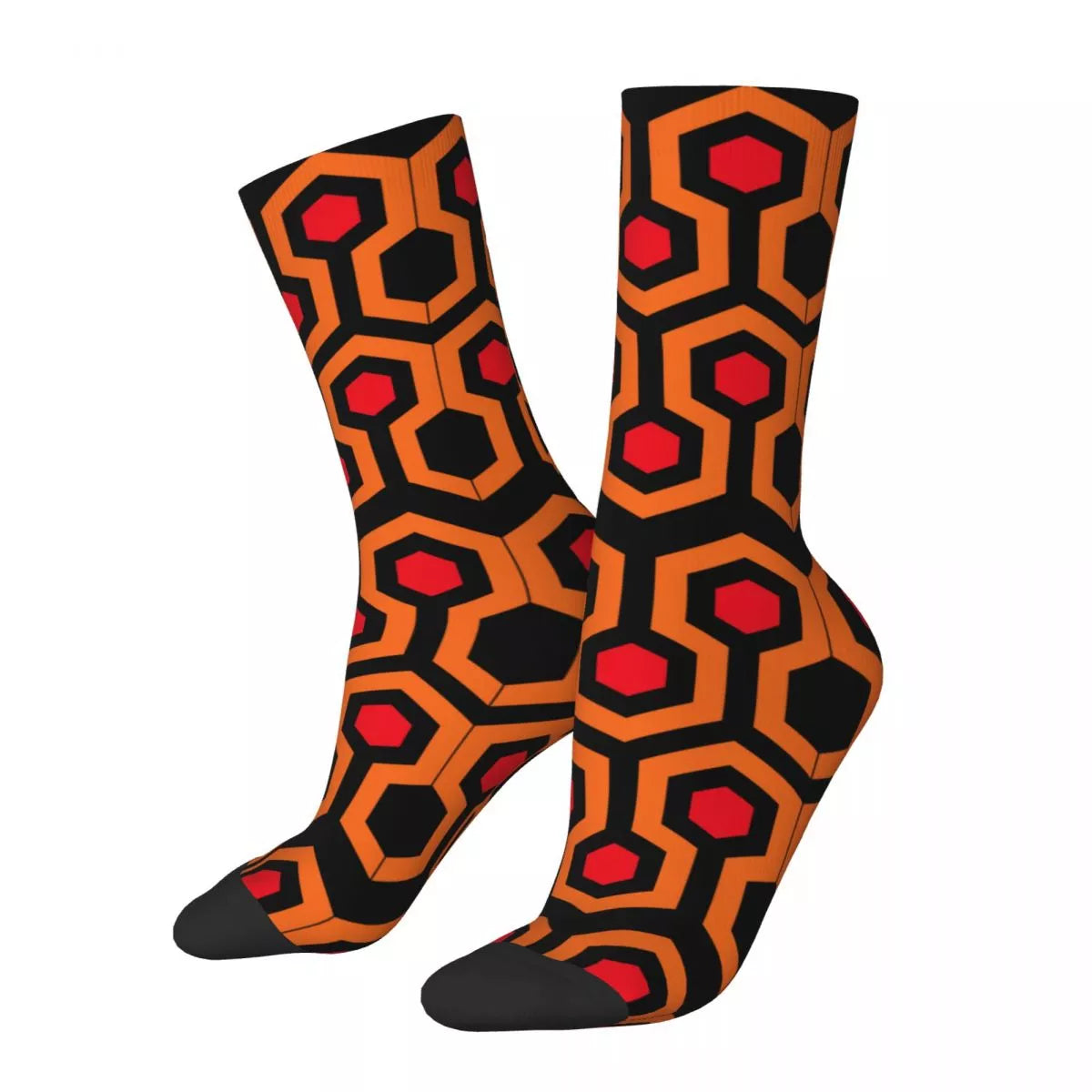 The Shining Horror Film Socks - Warm Overlook Hotel Carpet Pattern - Redrum - High Quality Unisex-WHITE-One Size-